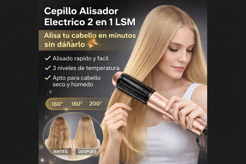 Cepillo Alisador Eléctrico Profesional 2 en 1 LSM