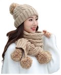 Conjunto Femenino 2 en 1 - Gorro y Bufanda Beige
