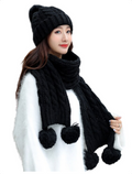 Conjunto Femenino 2 en 1 con Gorro y Bufanda PRETO